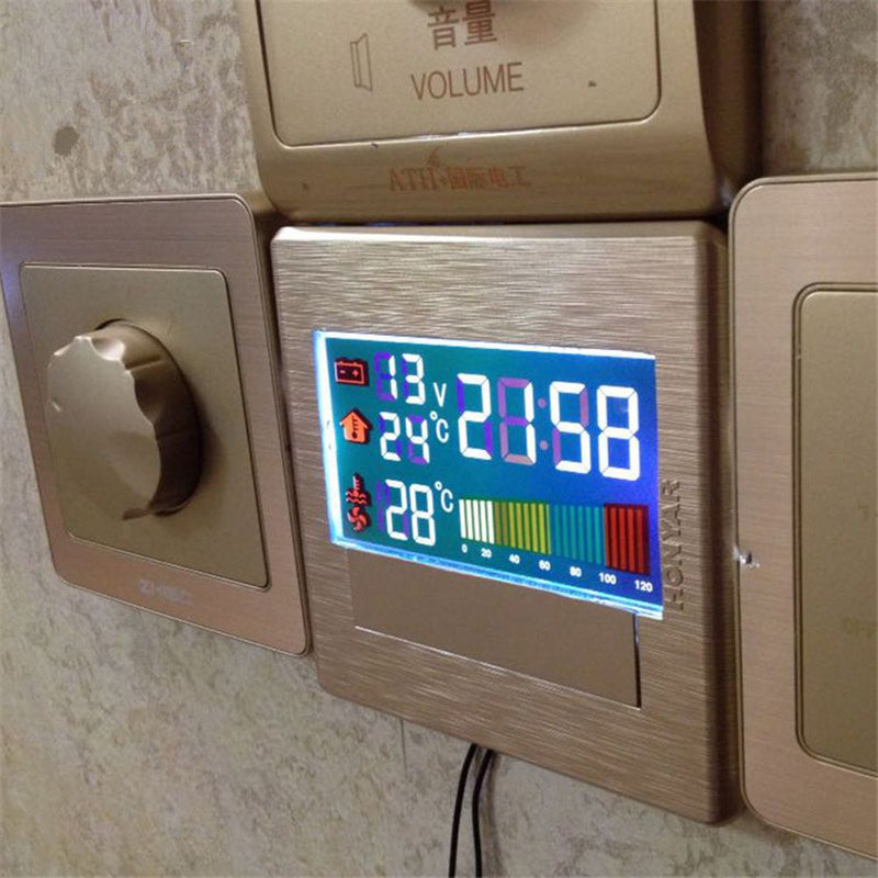 Dual Channel Temperature Display Screen Module DIY Digit Thermometer with Voltmeter Time DC 10-32V For Car Automotive Water Temperature