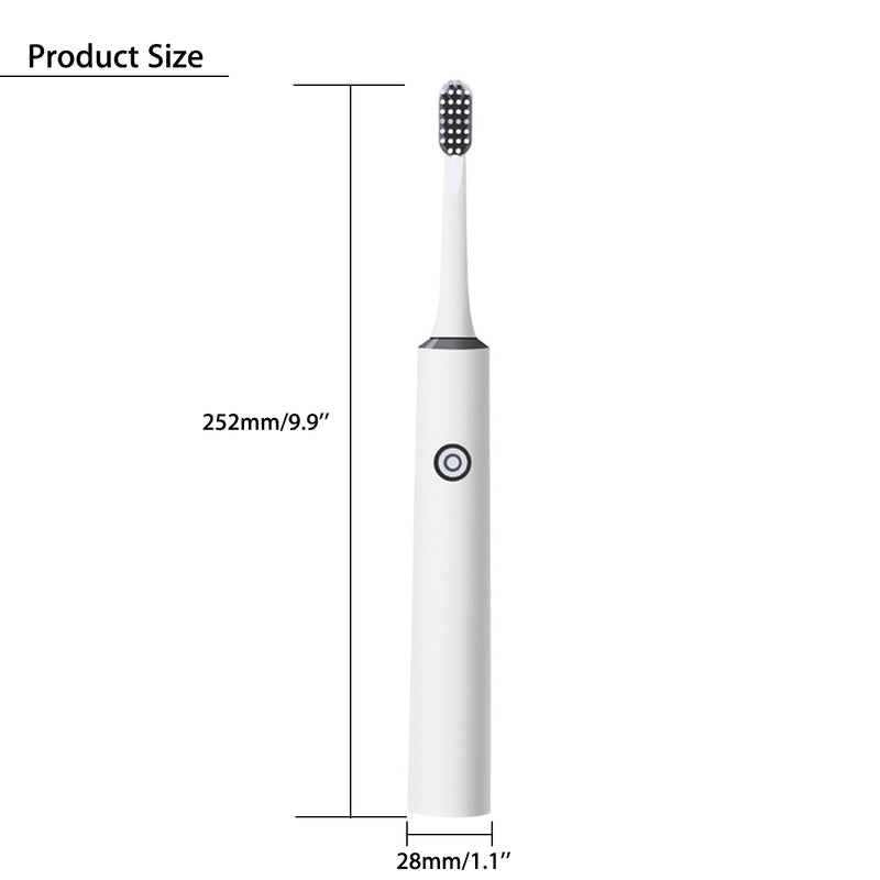 USB Electric Toothbrush Fast Charging 4 Smart Modes IPX6+2 Brush Heads W/ Timer Function