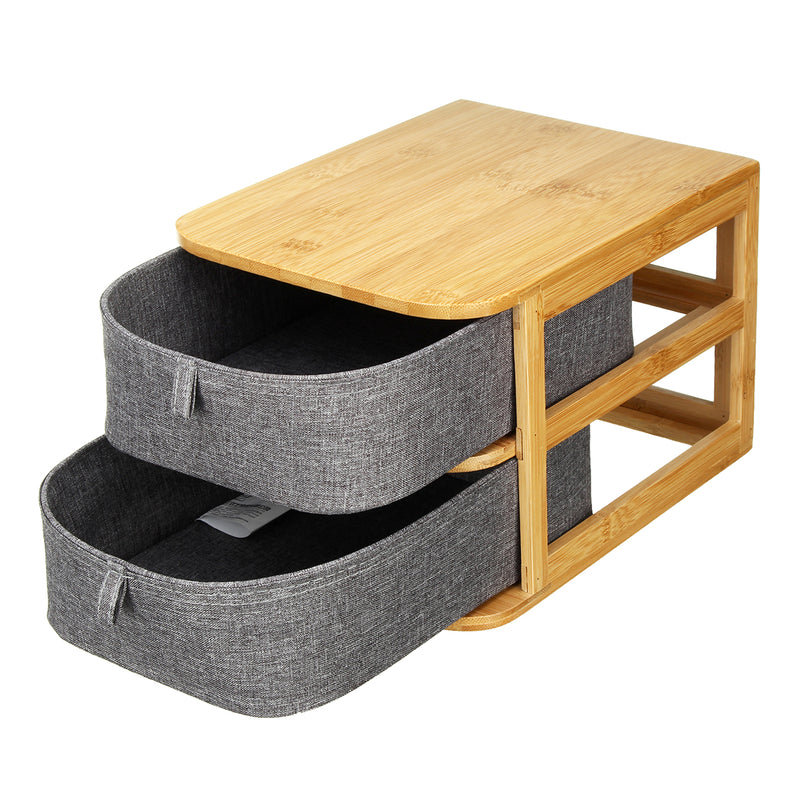 Grey Multi-Layer Mini Bamboo Desktop Drawer Sundries Case Storage Box Organizer Living Room Decorations