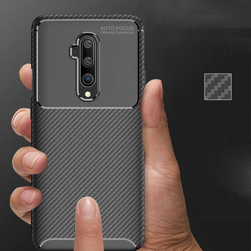 For OnePlus 7T Pro Case Bakeey Luxury Carbon Fiber Shockproof Anti-fingerprint Silicone Protective Case