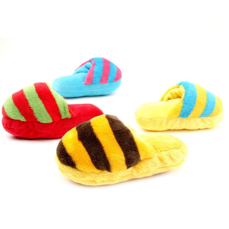 Cute Plush Slipper Shape Squeaky Toy Puppy Chew Play Toy Sound Pet Supplies for Dogs Pet Toys