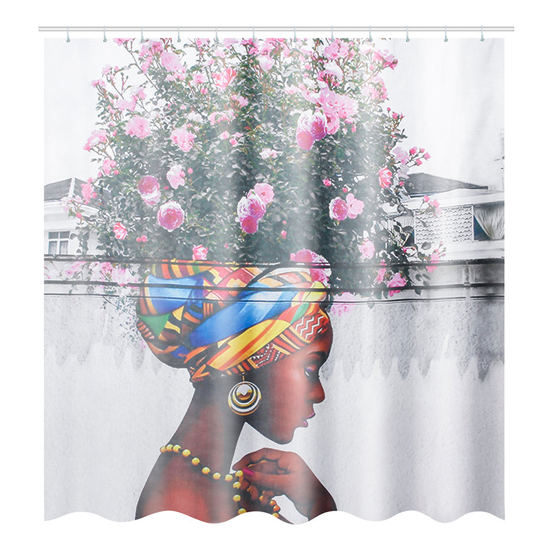 3 PCS Bathroom Mats Shower Curtain Set Prints Polyester Bathroom Curtains With12 Hooks