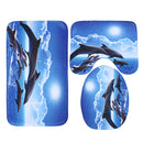 Shower Curtain Bath Pad Pedestal Rug Lid Toilet Cover Art Fashion Dolphin