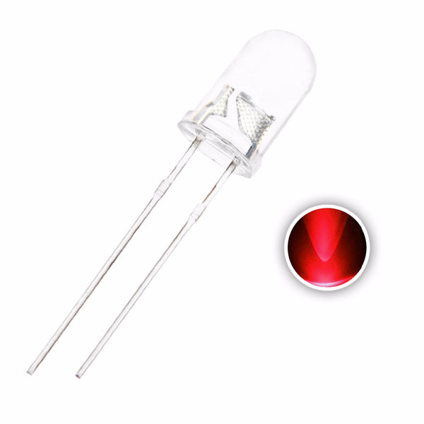 100pcs 5mm F5 DIY Red Transparent Round 20mA 2V LED Diode Emitting Lamp Through Hole