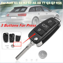 3 Buttons Car Remote Key Fob Case Shell With Battery for Audi A3 A4 A6 A8 Q7 TT