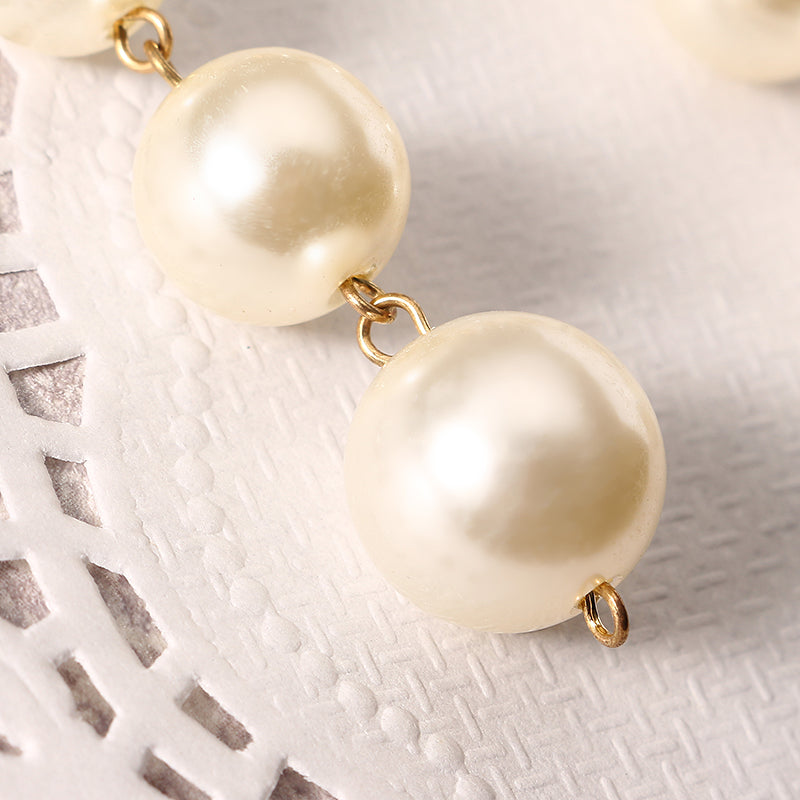 Sweet Hair Band Elegant Pearl Pendant Gemstone Fake Earrings Headbrand Hair Accessories for Women