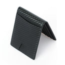 Men's Carbon Fiber Grain Billfold Wallet RFID Blocking ID Card Holder Money Clip