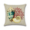 Sea Snail Printed Cotton Linen Cushion Cover Concise Beach Style Square Home Decor Sofa Pillow Case