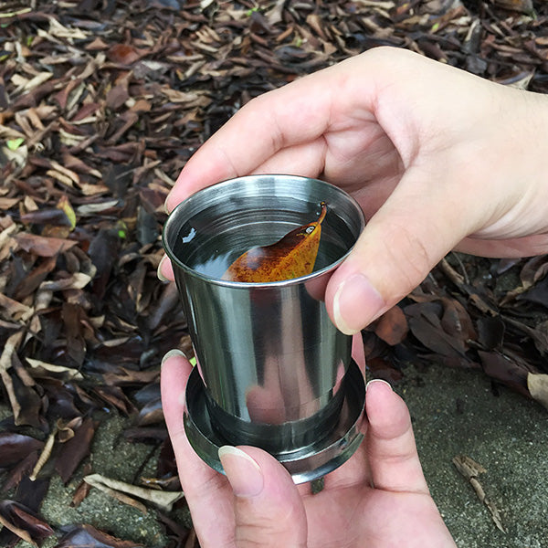 Honana HN-POC25 Stainless Steel Portable Outdoor Travel Camping Folding Collapsible Metal Water Cup