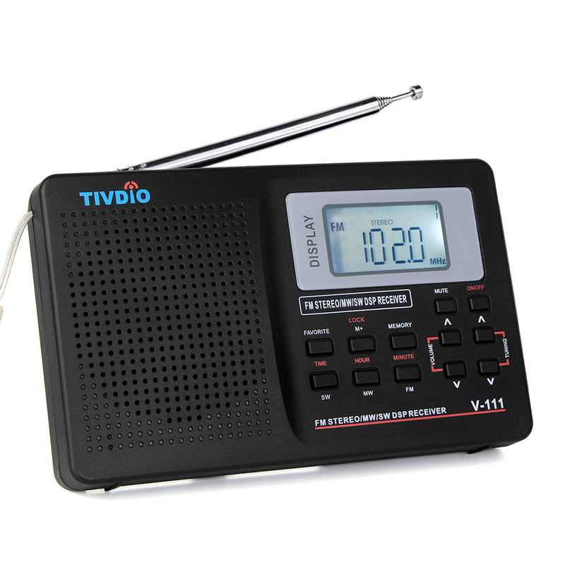 TIVDIO V-111 MW / FM /SW Stereo Radio 9KHz World Band Digital Tuning Radio LCD Display Outdoor Radio