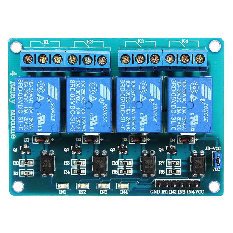 Geekcreit 5V 4 Channel Relay Module For  PIC ARM DSP AVR MSP430 Blue