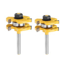 Drillpro 2Pcs 6/8mm Shank 3 Tooth T Mortise Tenon Cutter Woodworking Tongue Groove Router Bit Set
