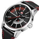 MINI FOCUS MF0132G Leather Strap Waterproof Military Men Watch Quartz Watch