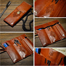 Vintage Retro Luxury Roll Leather Make Up Cosmetic Pen Pencil Case Pouch Purse Bag for School