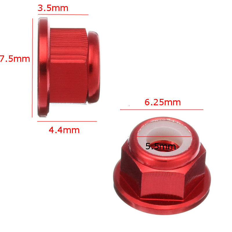 Suleve M3AN7 10Pcs M3 Flange Nylon Nut Self-locking Nut Multi-color Aluminum Alloy