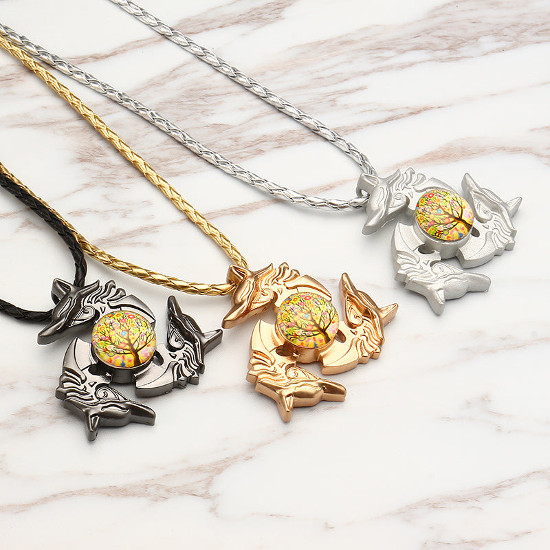 Unisex Fidget Spinner Dragon Necklace Pendant Necklace for Men Women