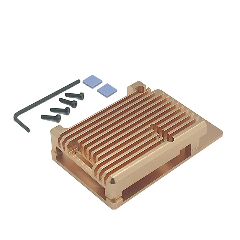 Armor Aluminum Alloy Case Gold Protective Shell without Fan Version for Raspberry Pi 4 Model B Only
