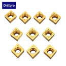 Drillpro 10pcs CCMT060204-HM YBC251 Carbide Insert Titanium Coated Carbide Cutter