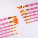 Mrosaa 12Pcs/Set Watercolor Gouache Paint Brushes Different Shape Round Pointed Tip Nylon Hair Painting Brush Set Art Supplies