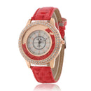 Fashion Ladies Dress Colorful Leather Band Crystal Women Quartz Watch