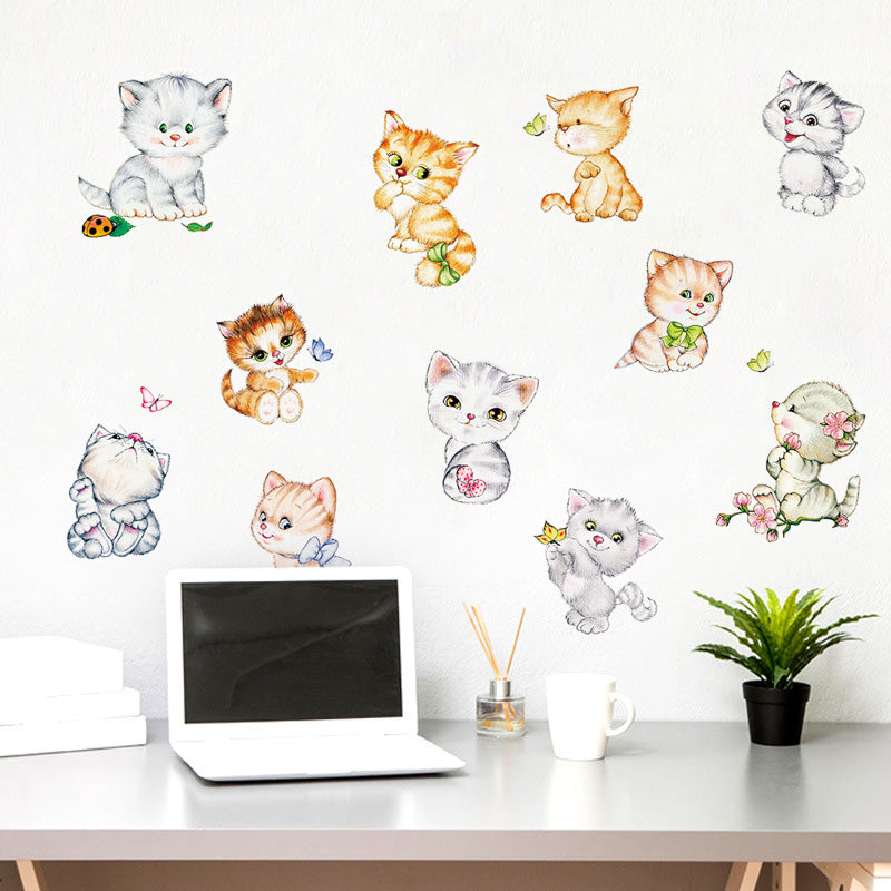 Miico FX1020L Cute Cartoon Cat Stickers Decorative Sticker Wall Stickers Toilet Stickers