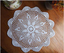 37cm Round White Pure Cotton Yarn Hand Crochet Lace Doily Placemat Tablecloth Decor