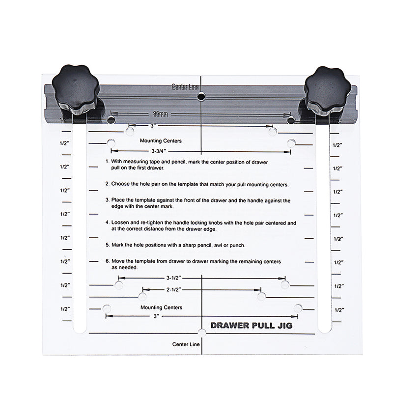 Adjustable Jig Ruler Drawer Door Pull Knob Installation Jig Handle Drill Guide Rule
