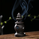 Purple Ceramic Backflow Incense Cone Burner Incense Holder Gourd Holes ThreePondsMirroringtheMoon Fragrant Censer Decor