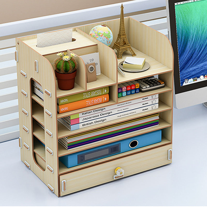 Wooden File Books Holder Bookshelf Desktop Organizer Storage Shelf File Tray Pen Pencil Holder Office School Home Supplies