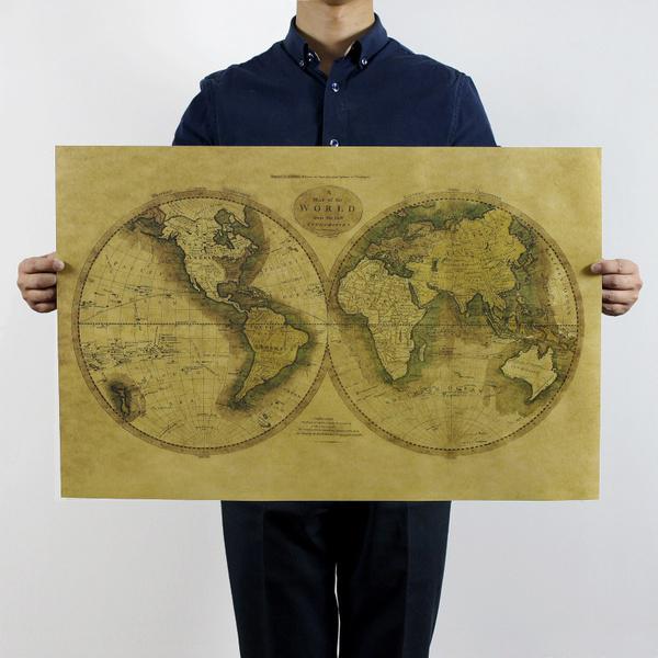Vintage Style Retro Kraft Paper Poster Home Decorations Old World Map