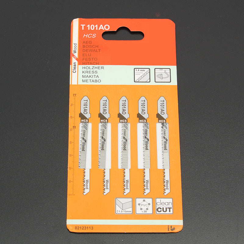 5pcs T101AO HCS T-Shank Jigsaw Blades Curve Cutting Tool For Wood Plastic