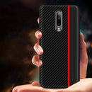 Bakeey Shockproof Carbon Fiber Soft Silicone Edge PU Leather Protective Case for OnePlus 7 Pro