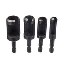 Drillpro 4pcs 6/10/13/16mm Hex Shank Woodworking Tenon Plug Hole Cutter Drill Bit Set