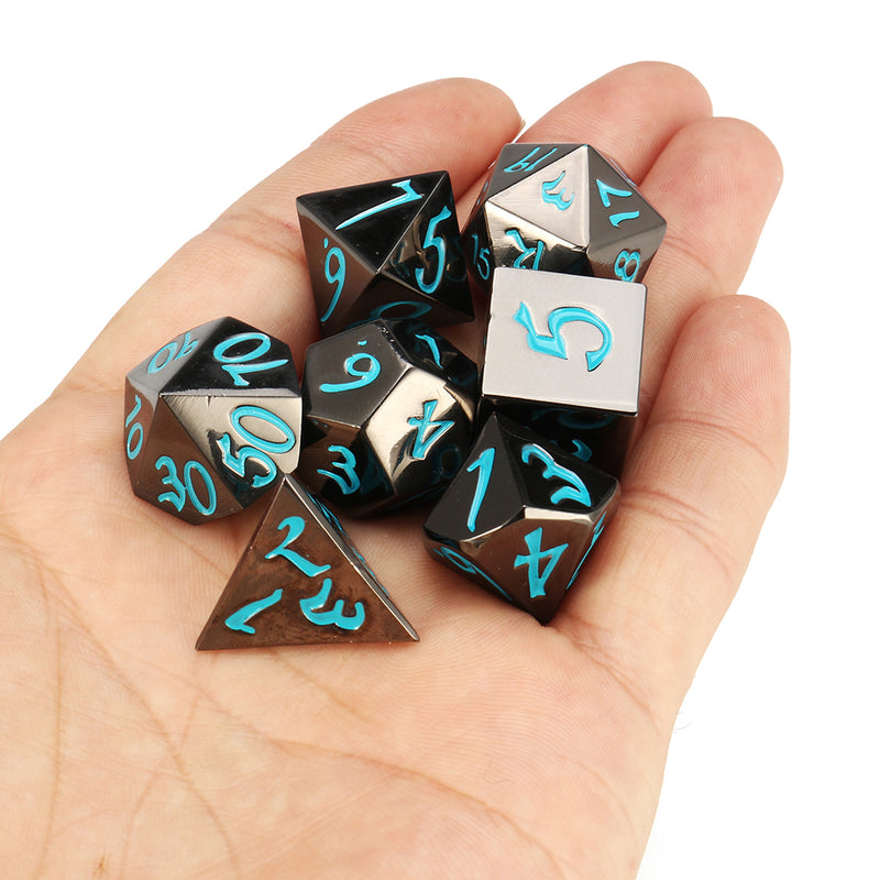 7Pcs Antique Metal Polyhedral Dices Multisided Dices Set Role Playing Game Dice With Bag