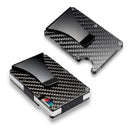 Slim Carbon Fiber Credit Card Holder RFID Blocking Metal Wallet Money Clip Case