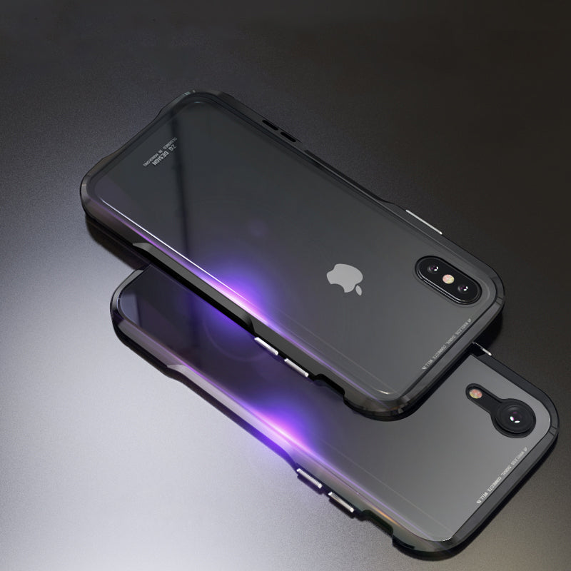 Luphie Protective Case For iPhone XR Magnetic Adsorption Metal Tempered Glass