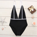 Women Sexy Black Soft Cups Backless Wireless Floral Tight High Elastic One Piece Swimwear Beach