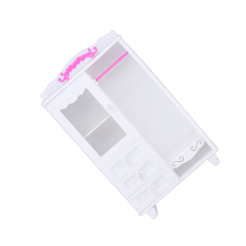 Kids Chlid Miniature Wardrobe DIY Doll House Bedroom Furniture Clothes Hangers Storage Toys
