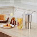 4Pcs Straw Set Reusable Straight Bent Stainless Steel Drinking Straws With Cleaning Cleaner Brush