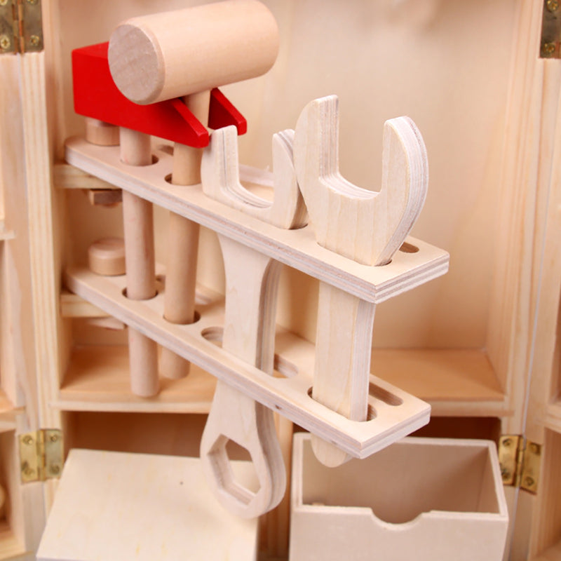 Simulation Repair Toolbox Tool Wooden Drill Screwdriver House Play Children Toys