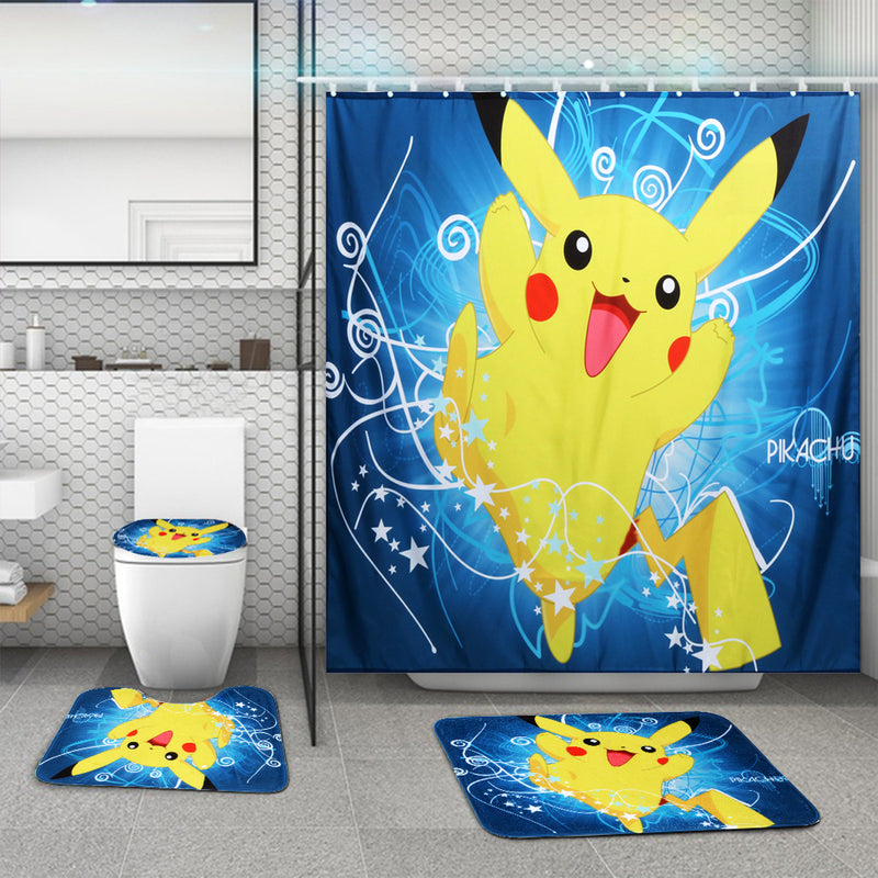 180X180CM Waterproof Polyester Shower Curtain Bathroom Toilet Seat Cover Mat Pad Set