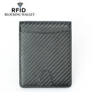Men's Carbon Fiber Grain Billfold Wallet RFID Blocking ID Card Holder Money Clip