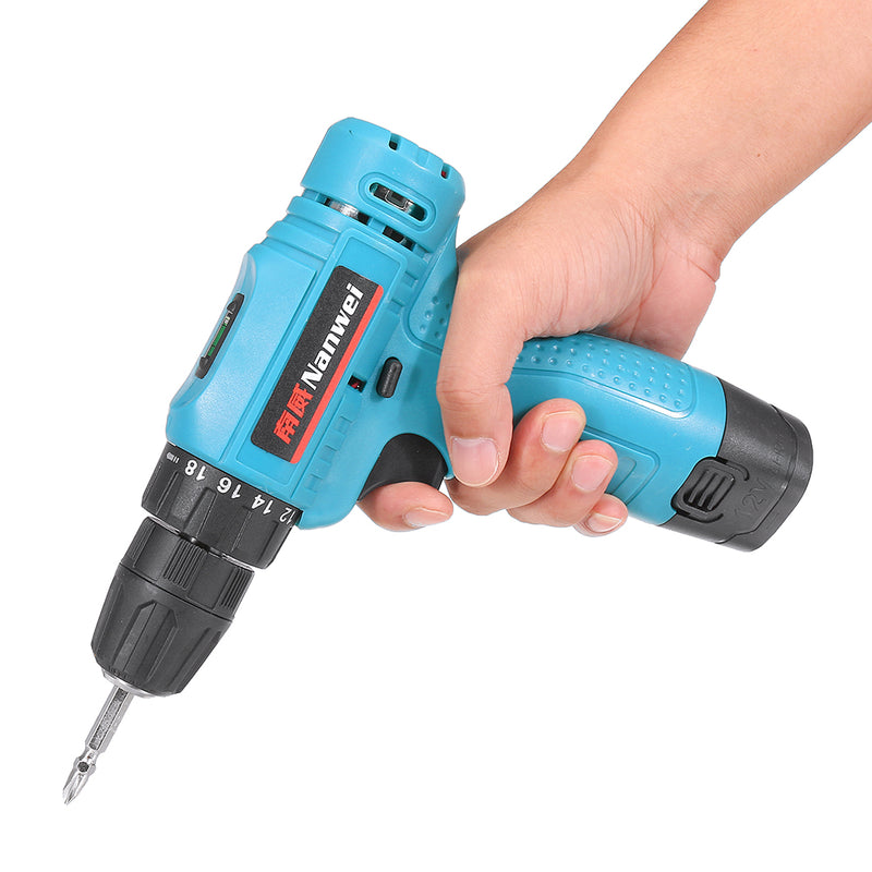 12V Cordless Drill Set Lithium Rechargeable Electric Impact Hand Drill Chuck + 8 Drill Bits+Battery