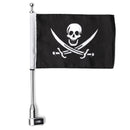 Motorcycle Rear Flag Pole Bike Luggage Rack Mount American Skull USA For Honda