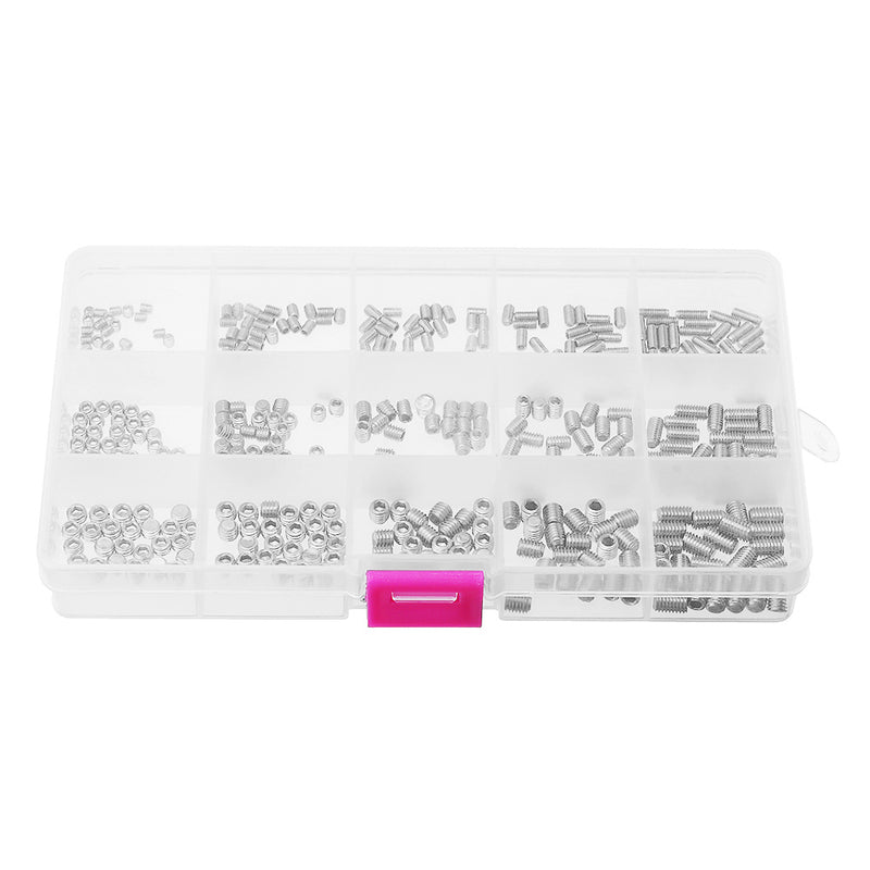 Suleve MXSH5 M3/M4/M5 300Pcs Allen Hex Socket Set Grub Screw Flat Point 3-10mm Assortment Kit