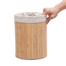 Bamboo Trash Can Foldable Wastebasket Garbage Can Waste Bins for Office Study Bathroom Living Room