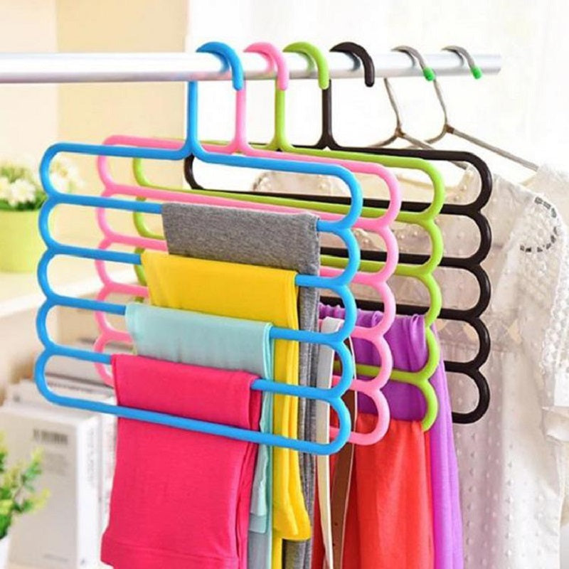 Multifunctional Anti Skid Trousers Rack 5 Layer Hanging Pants Cloth Plastic Hanger