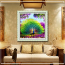 5D DIY Cross Stitch Decorations Diamond Embroidery Peacock Opens Screen Painting