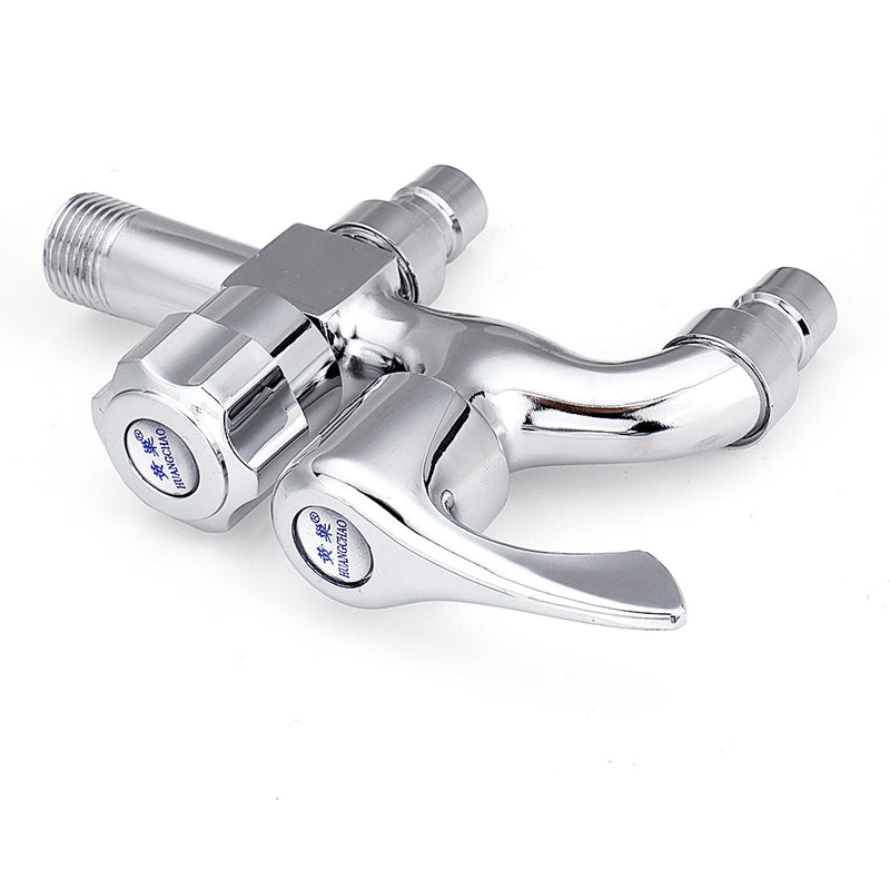 Wall Mount Single Cold Washing Machine Faucet 1/2'' Double Spouts 2 Handles Water Tap Garden Faucet Bathroom Bidet Faucet
