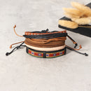 Casual Unisex Multi Bracelet Adjustable Woven Leather Bracelets for Men Gift for Him Her